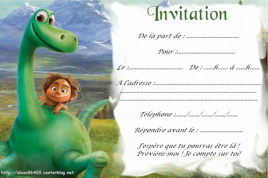 Invitation anniversaire enfant Petit Dino